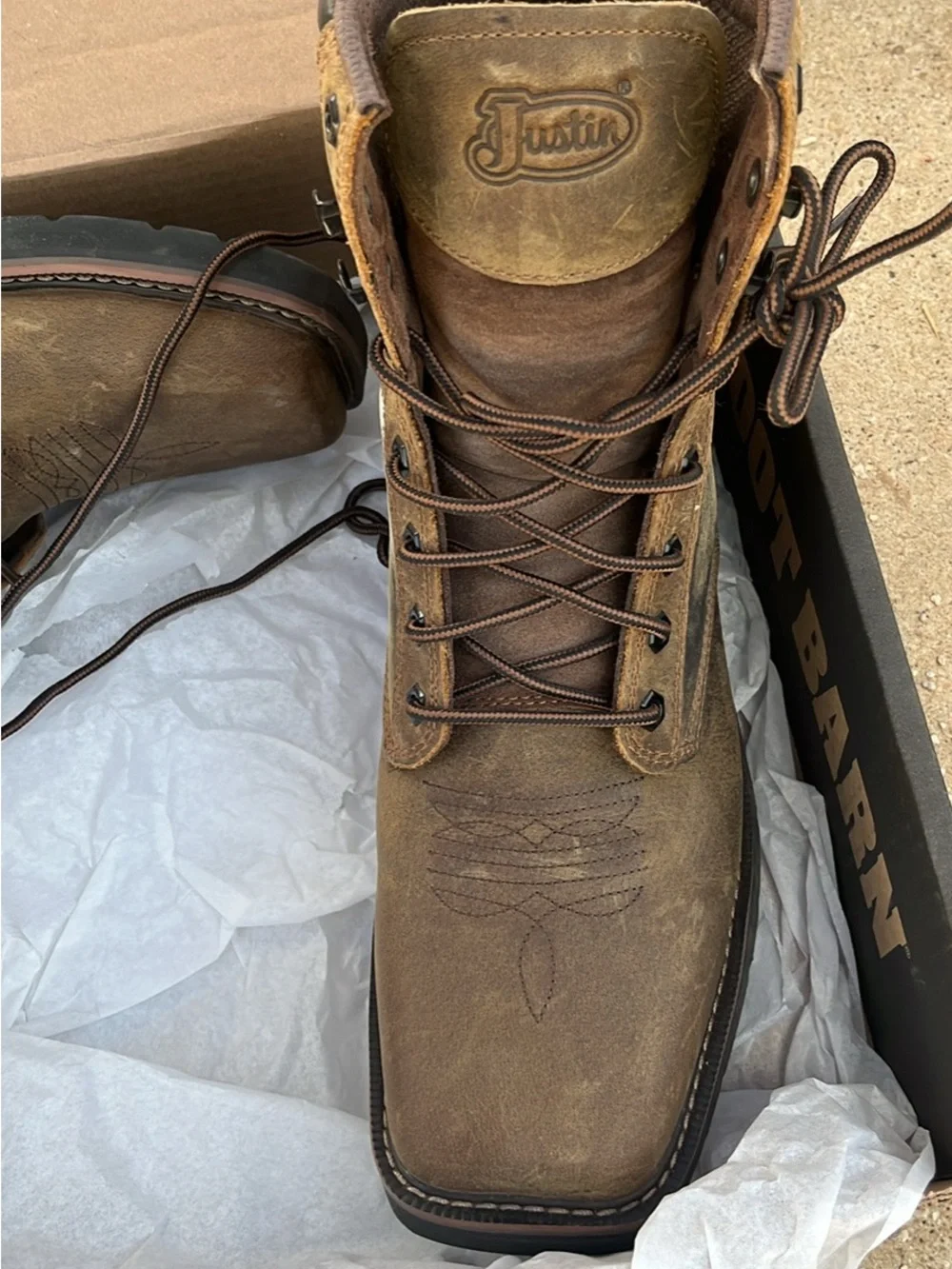 Justin Boots Brown Lace-Up Work Boots